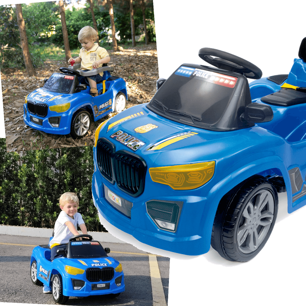 Carrinho de Passeio e Pedal Infantil Maral Bm Car Azul Police - 3