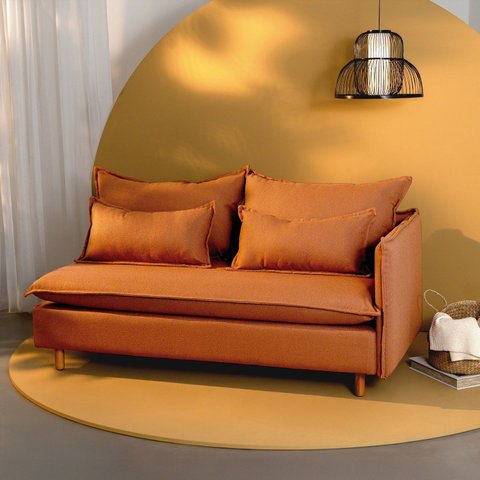 Sofá Modular 2 Lugares Braço Lateral com Pé Madeira Sôma CabeCasa MadeiraOriginals Marrom Mocha Mous