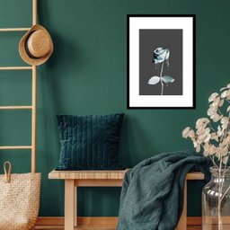 Quadro Rosa de Tinta Azul - 60x48cm:madeira Preta - 2