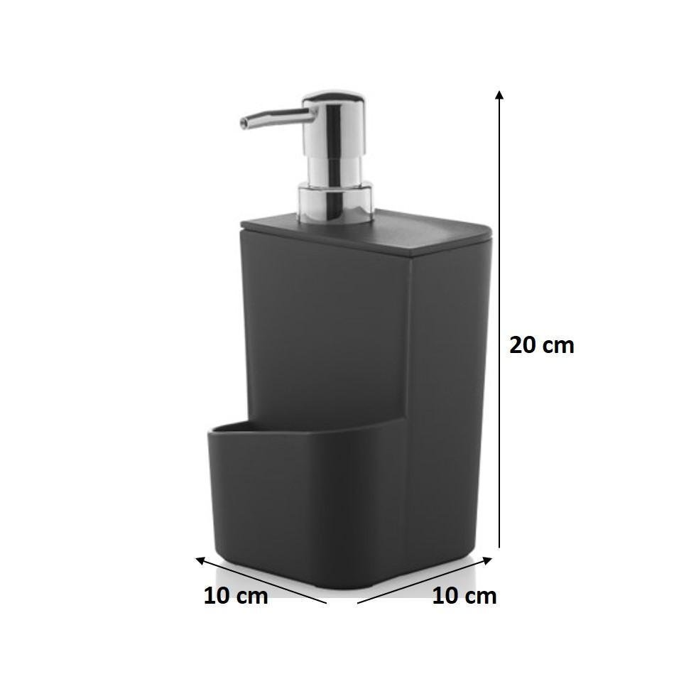 Kit Escorredor Louça Dispenser Lixeira Tapete - Preto - 5