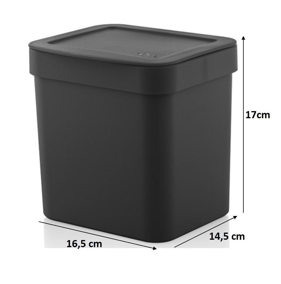 Kit Escorredor Louça Dispenser Lixeira Tapete - Preto - 3