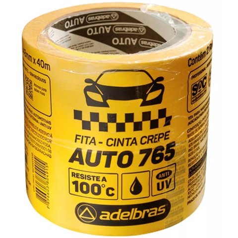 Kit 2 Fita Crepe Automotiva Adelbras Amarela 48mm X 40m Larga