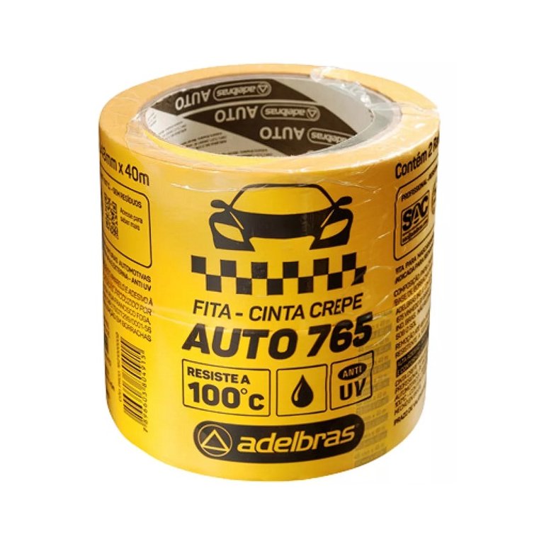 Kit 2 Fita Crepe Automotiva Adelbras Amarela 48mm X 40m Larga