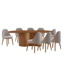 Ver imagem 2 de Sala de Jantar Mesa 220cm Tampo Laminado Orgânico 8 Cadeiras Ester Madeira Maciça Marrom/Brisa/Imbui