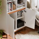 Ver imagem 5 de Estante para Livros Livreiro com 2 Portas e Nichos Prateleiras Branco / Freijó