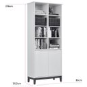 Ver imagem 4 de Estante para Livros Livreiro com 2 Portas e Nichos Prateleiras Branco / Freijó