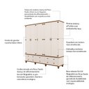 Ver imagem 5 de Guarda-roupa 5 Portas 6 Gavetas com Tampo Bases e Pés de Madeira Maciça Joy
