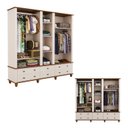 Ver imagem 4 de Guarda-Roupa 5 Portas 6 Gavetas com Tampo Bases e Pés de Madeira Maciça Joy Off White