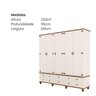 Guarda-roupa 5 Portas 6 Gavetas com Tampo Bases e Pés de Madeira Maciça Joy - 3