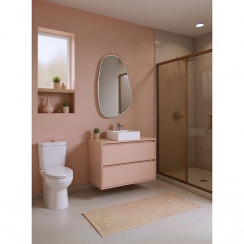 Gabinete para Banheiro Rosa Dubai 1 Porta 1 Gaveta MDF 80cm Rosa On Móveis