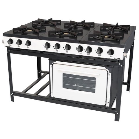 Fogão Profissional Venâncio 6 Bocas Linha Bravo com Forno Branco BR6BFBR
