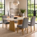 Ver imagem 1 de Conjunto de Mesa com 4 Cadeiras Lyra 120x80cm Vidro e MDF Cinamomo Off White e Cinza
