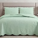 Ver imagem 3 de Kit Cobre Leito Maré Casal 3 Peças 100% Poliéster Matelassê Alto Relevo Verde Clara Luz Decora