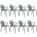 Ver imagem 1 de Kit 08 Cadeiras Estofada para Sala de Jantar com Braço Loft Preto C01 Courino Saturno Off White - Ly