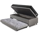 Ver imagem 4 de Bicama Box Baú Solteiro com Colchão Gransleep Ecoflex Molas Verticoil Courino Linho Cinza 88x188
