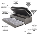 Ver imagem 5 de Bicama Box Baú Solteiro com Colchão Gransleep Ecoflex Molas Verticoil Courino Linho Cinza 88x188