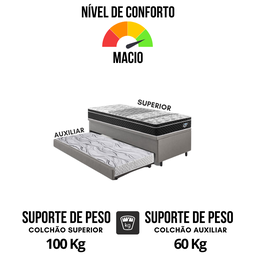 Bicama Box Baú Solteiro com Colchão Gransleep Ecoflex Molas Verticoil Courino Linho Cinza 88x188 - 7