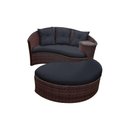 Ver imagem 1 de Chaise Orbit com Puff - Tecido Lisato Marinho