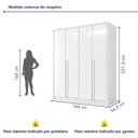 Ver imagem 3 de Guarda Roupa Solteiro 4 Portas 3 Gavetas 164cm 100% MDF Imperiale Premium