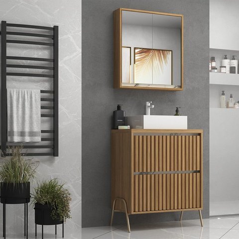 Gabinete de Banheiro 60cm com Cuba e Armário Ref 651 Cewal - Itapuã/thassos