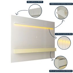 Estante Home Ripada para TV até 84 Polegadas com LED Nobre 230cm - 5 Estante Home Ripada para TV até 84 Polegadas com LED Nobre 230cm - 5