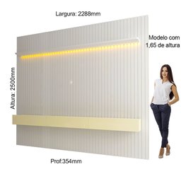Estante Home Ripada para TV até 84 Polegadas com LED Nobre 230cm - 3 Estante Home Ripada para TV até 84 Polegadas com LED Nobre 230cm - 3