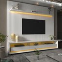 Ver imagem 2 de Rack com Painel Ripado para TV até 84 Polegadas LED 3 Gavetas com Rodízios 230cm Gelius Naturale