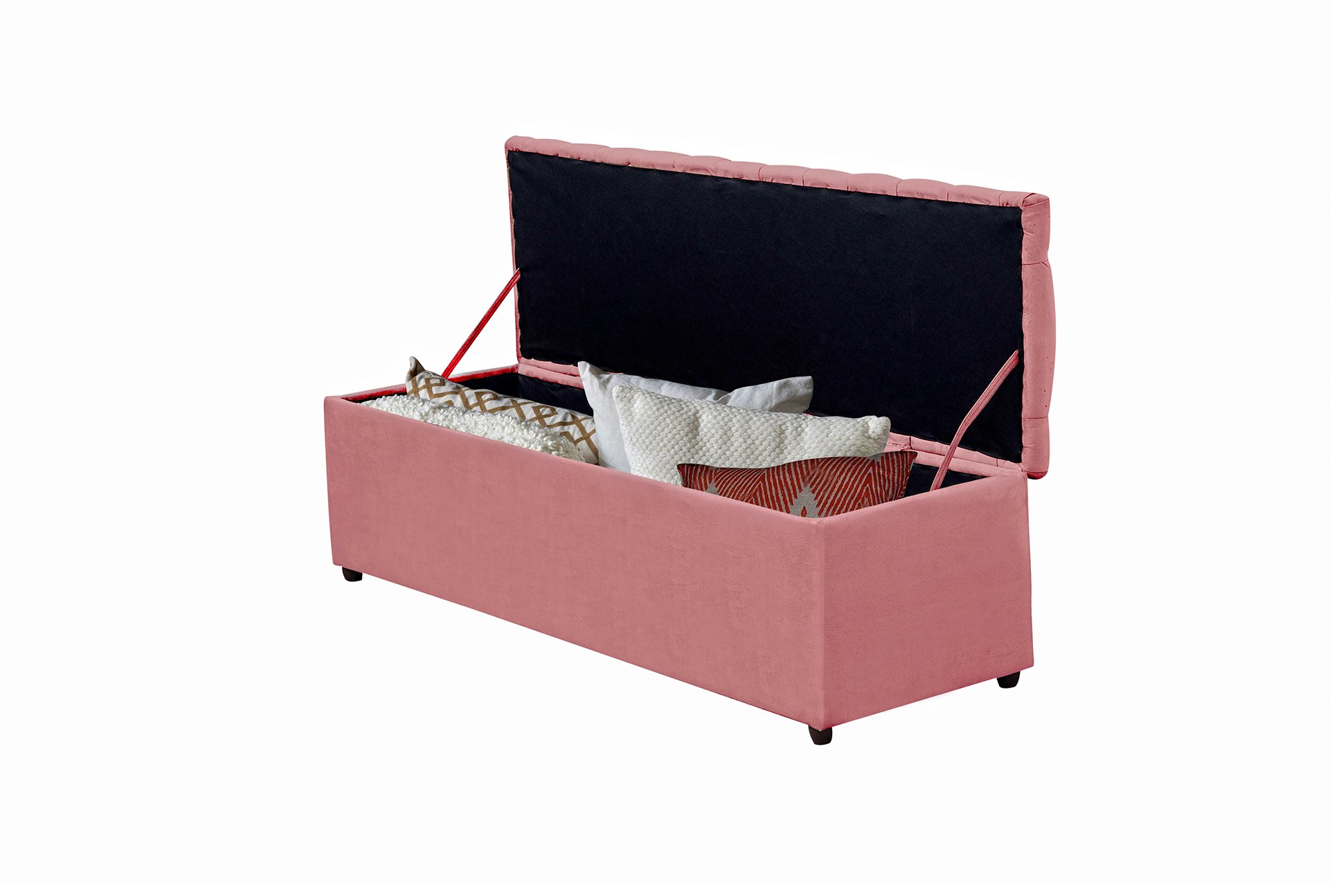 Baú Recamier Calçadeira Helena Para Quarto Cama Solteiro Suede Rosa Rosé 100cm - 3