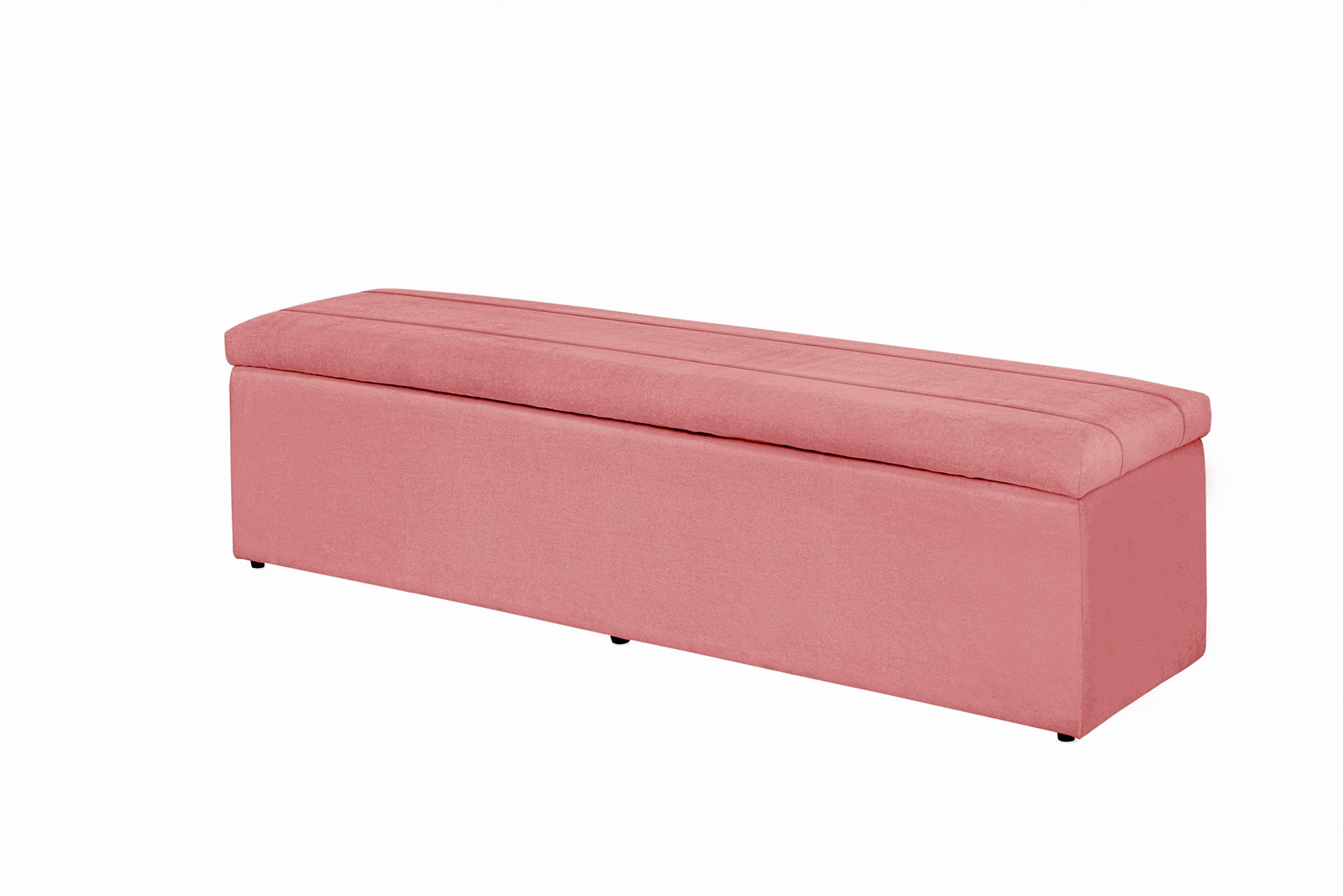 Baú Recamier Calçadeira Helena Para Quarto Cama Solteiro Suede Rosa Rosé 100cm