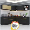 Ver imagem 1 de Armário Cozinha Completa Canto Veneza Mp2096 Multimóveis Preto + Brinde Jogo de Panelas Tramontina