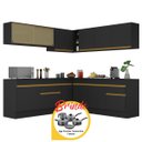 Ver imagem 3 de Armário Cozinha Completa Canto Veneza Mp2096 Multimóveis Preto + Brinde Jogo de Panelas Tramontina