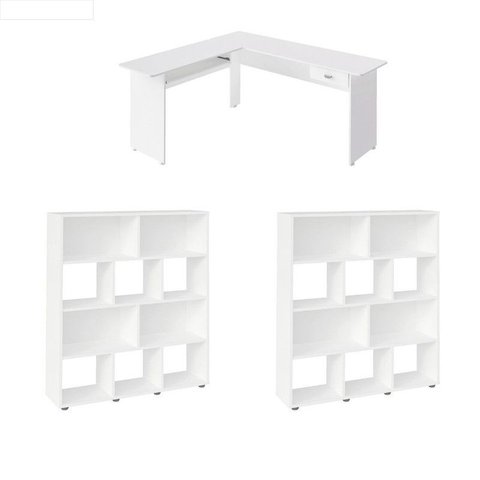 Conjunto Sala de Estar: Escrivaninha Cannes + 2 Estante Book