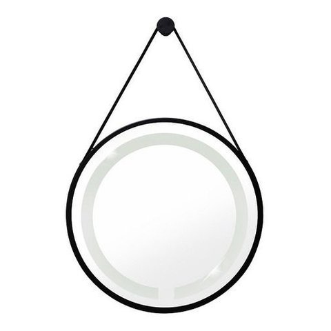 Espelho Redondo Adnet Iluminado Led com Alça 40cm Premium - Marrom Alça Caramelo