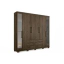 Ver imagem 1 de Guarda Roupa Casal 8 Portas e 6 Gavetas C/ Pés e Espelho Master 8.6 Ébano - Santos Andirá