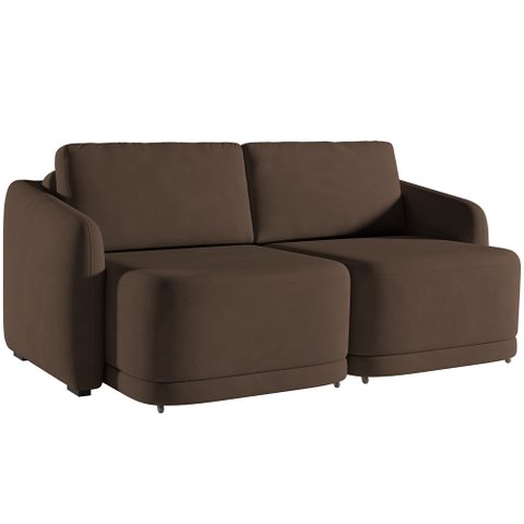 Sofá Cama para Sala de Estar 2 Lugares 196cm Montserrat K01 Veludo Marrom - Lyam Decor
