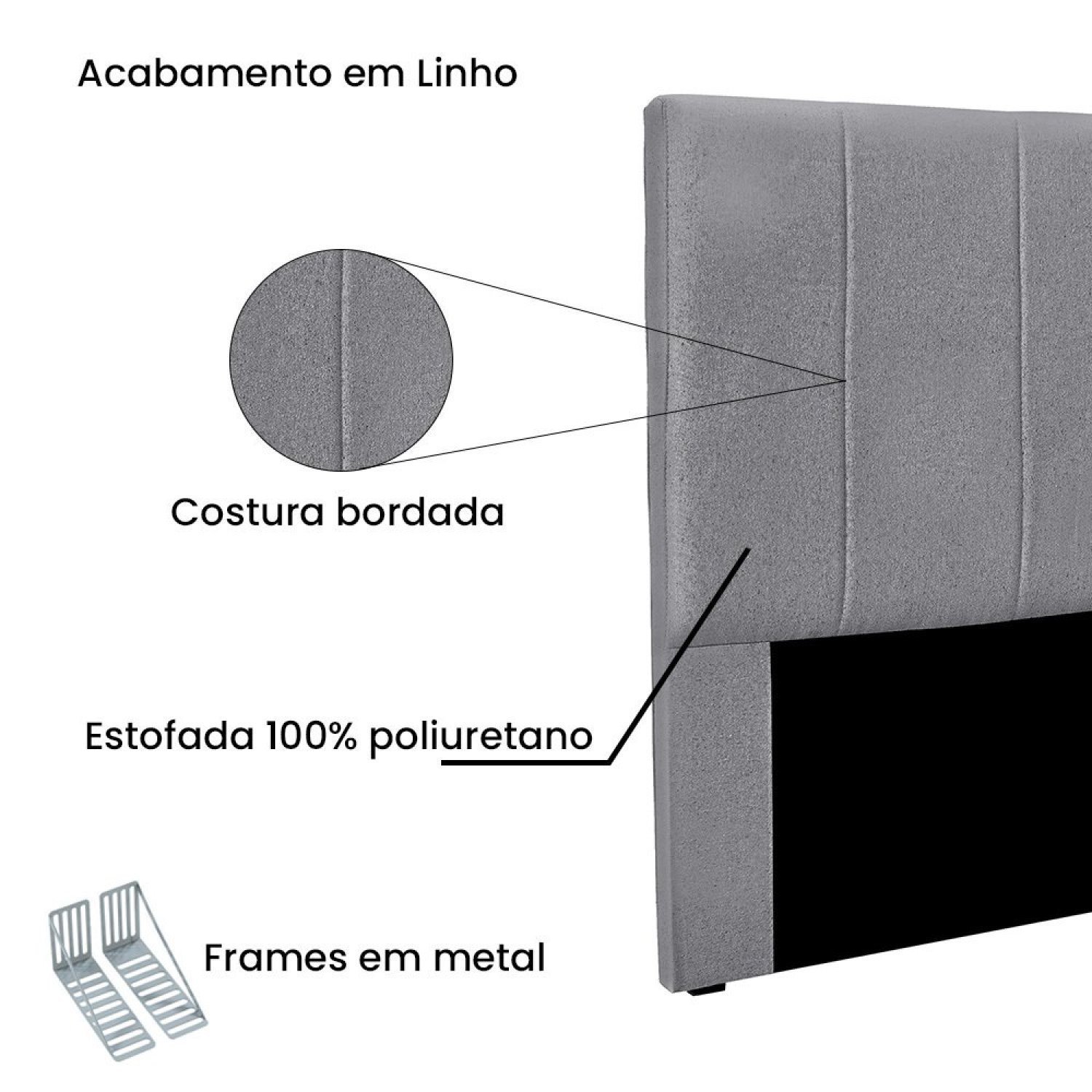 Cabeceira King 195cm Linho Ravenna - 4