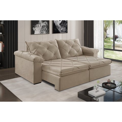 Sofá Retrátil 4 Lugares 262cm Astor 2137 Bege