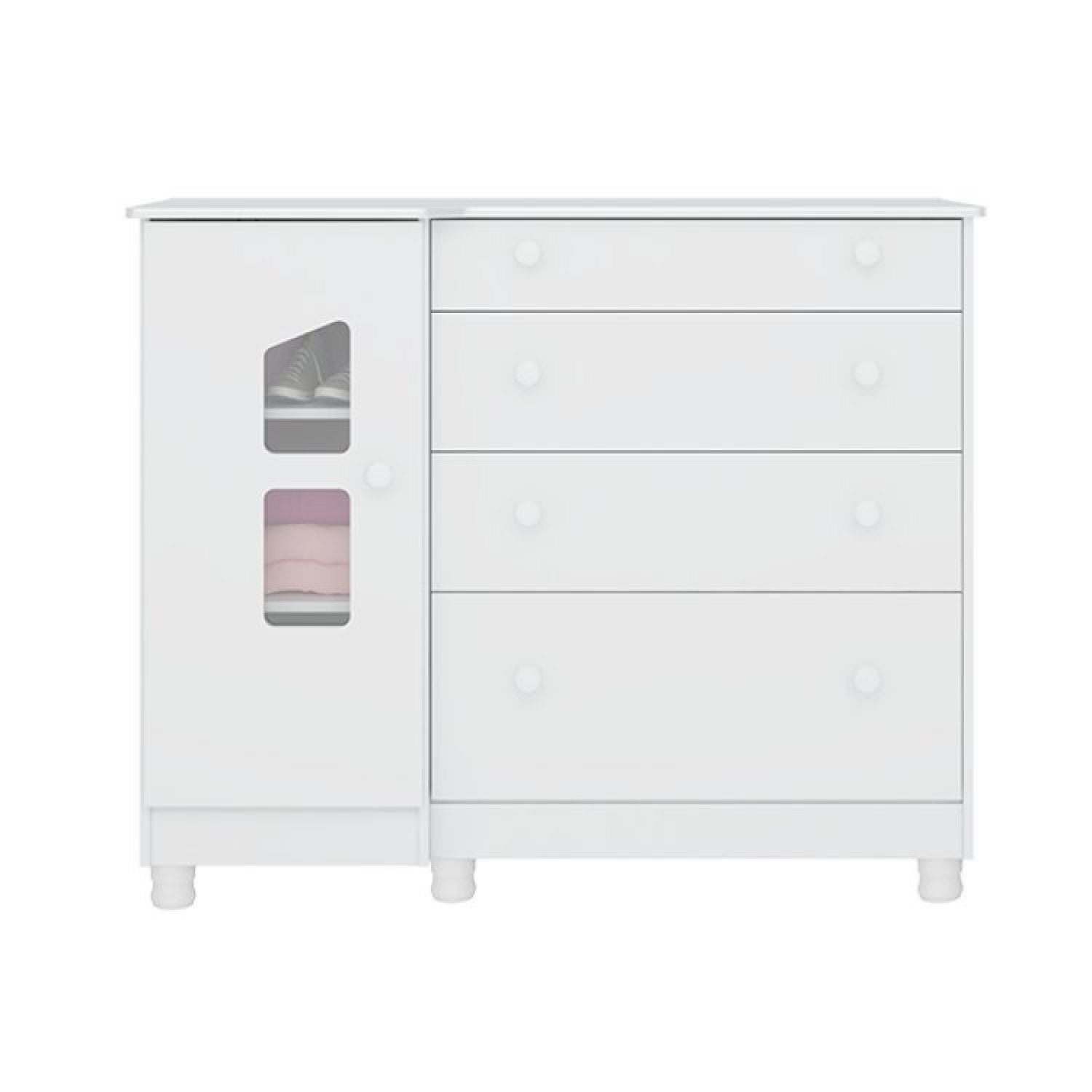 Quarto de Bebê com Berço Minicama 1 Guarda Roupa e Cômoda Sapateira Lisa Espresso Móveis - 5