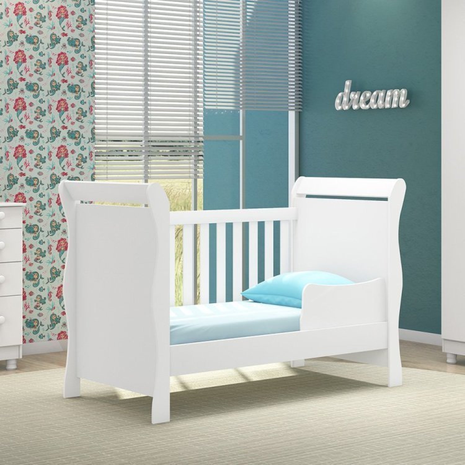 Quarto de Bebê com Berço Minicama 1 Guarda Roupa e Cômoda Sapateira Lisa Espresso Móveis - 17
