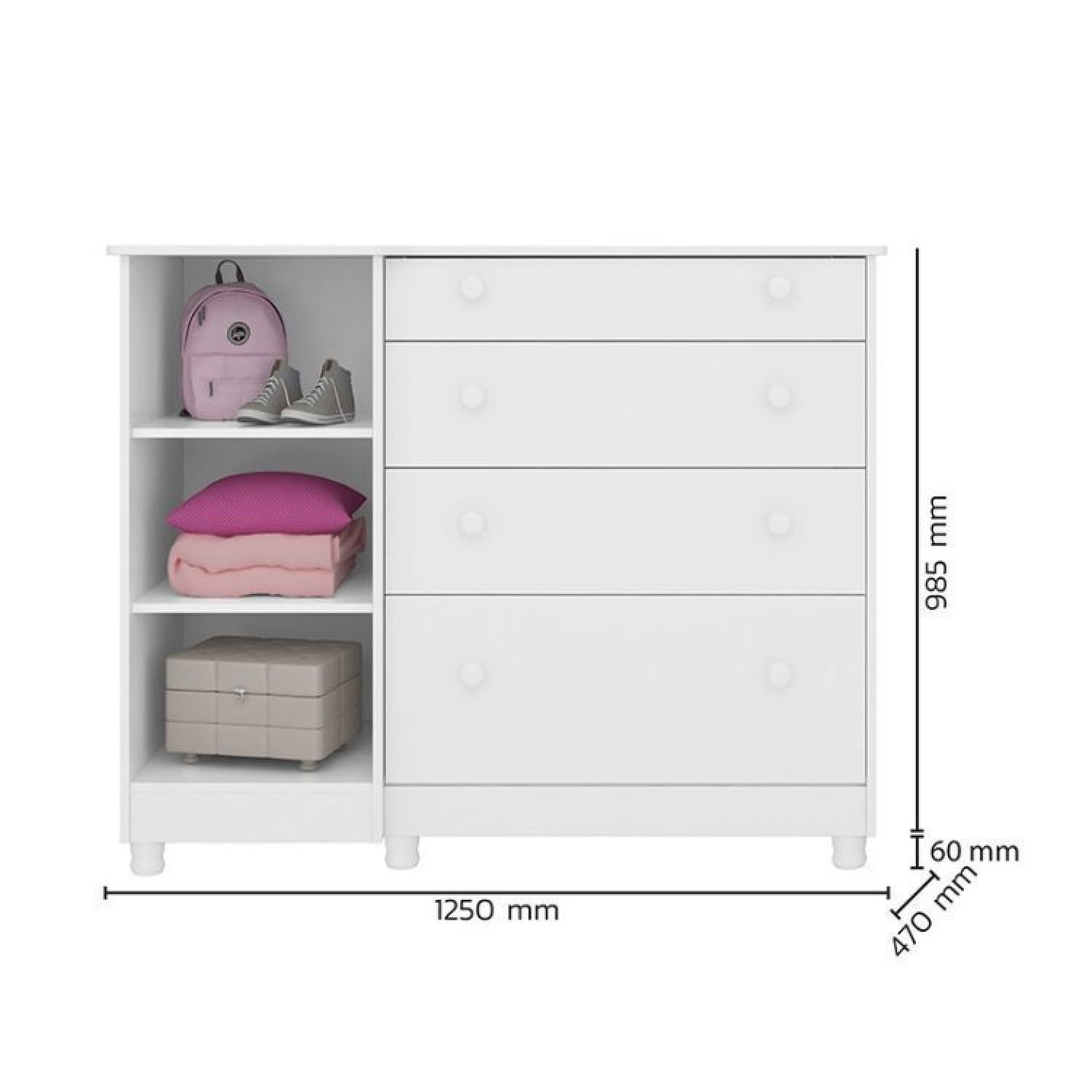 Quarto de Bebê com Berço Minicama 1 Guarda Roupa e Cômoda Sapateira Lisa Espresso Móveis - 6