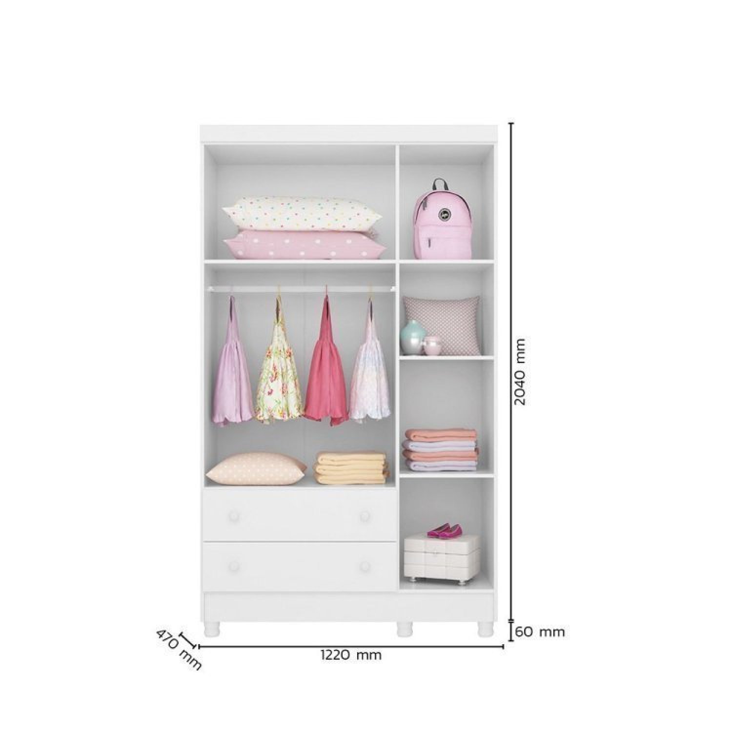 Quarto de Bebê com Berço Minicama 1 Guarda Roupa e Cômoda Sapateira Lisa Espresso Móveis - 11