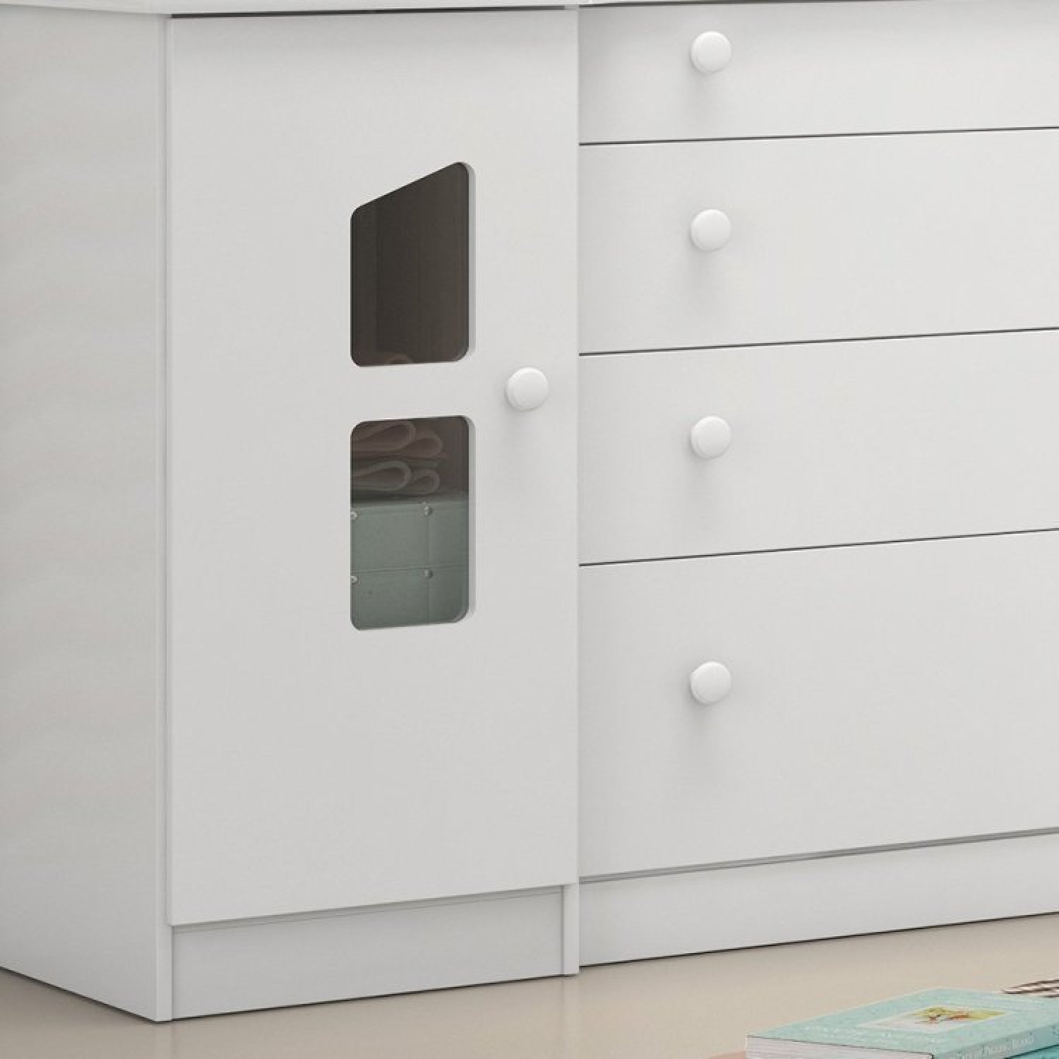 Quarto de Bebê com Berço Minicama 1 Guarda Roupa e Cômoda Sapateira Lisa Espresso Móveis - 4