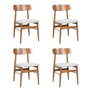 Kit 4 Cadeiras de Jantar Delta Estrutura Aço Carbono Laminado Natural com Estofado Linho Cru