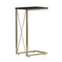 Ver imagem 1 de Mesa Cabeceira Xis Aço Carbono Base Dourado Light Tampo Preto