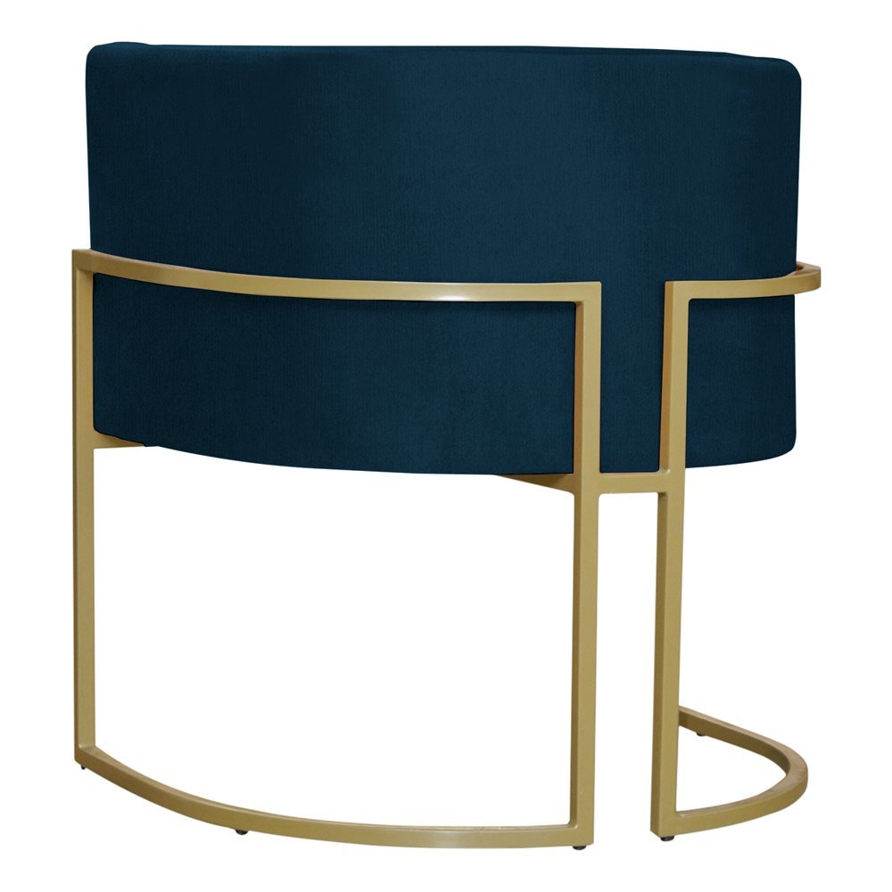 Kit 6 Poltronas Decorativa Sala de Estar Luana Base Gold Suede Azul Marinho - Montanaris Decor Md Mo - 3