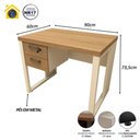 Ver imagem 2 de Escrivaninha Industrial com 2 Gavetas e Pés em Metal 90cm Cor:macadâmia com Branco