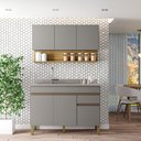 Ver imagem 1 de Kit Cozinha Line 02 Peças Balcão sem Tampo 120 Cm Cinza Gris - Cinza Gris