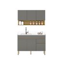 Ver imagem 2 de Kit Cozinha Line 02 Peças Balcão sem Tampo 120 Cm Cinza Gris - Cinza Gris