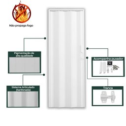 Porta Sanfonada de PVC 135x210cm AZN - Branco Gelo - 7