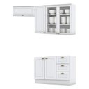 Ver imagem 1 de Balcão de Pia 120cm com Armário 1 Porta e Armário 3 Portas com Vidro Americana Branco Hp – Henn